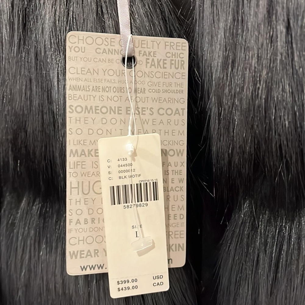 RARE!!!! ANTHROPOLOGIE NWT Unreal Fur Faux Fur Jacket Size M. - Picture 12 of 12